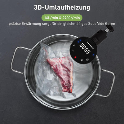 KitchenBoss Sous Vide Stick Garer： 1100W Präzisionskocher Wi-Fi Sous Vide Stick App-Steuerung Sous V