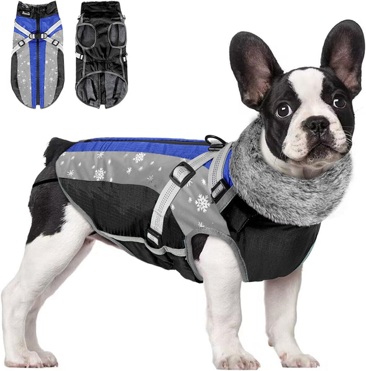 Eyein Hundemantel Winter, Wasserdichter Fleece Hundemantel mit Geschirr für kleine, mittlere und gro
