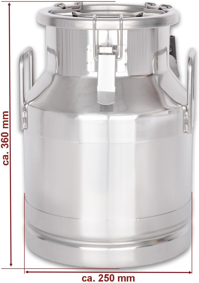Beeketal 'BMK-10' Milchkanne Transportkanne 10 Liter aus Edelstahl, auslaufsicherer Deckel mit Spann