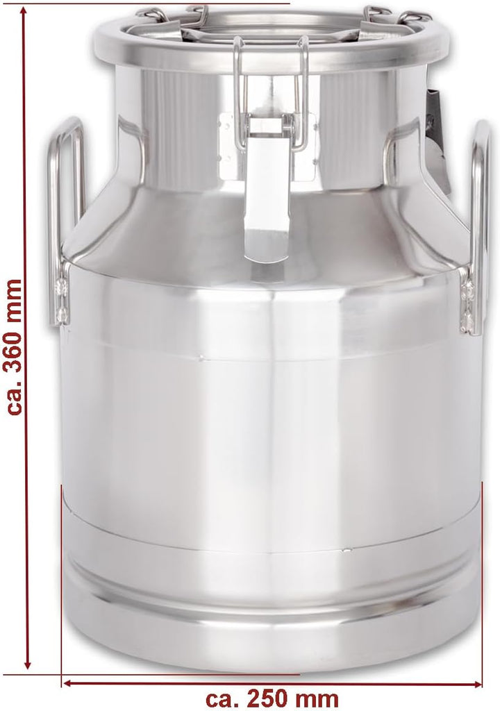 Beeketal 'BMK-10' Milchkanne Transportkanne 10 Liter aus Edelstahl, auslaufsicherer Deckel mit Spann