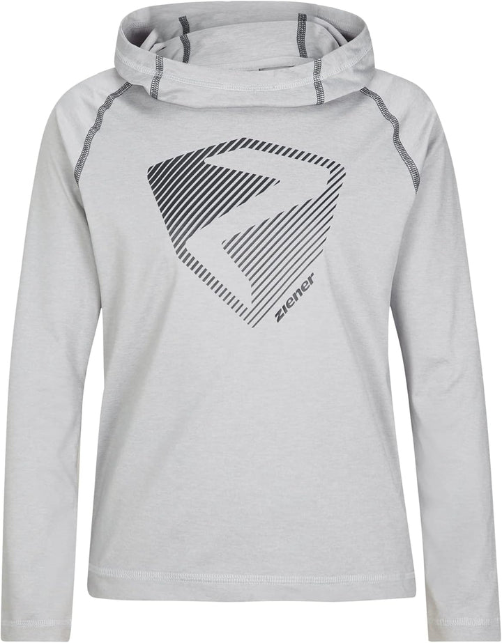 Ziener Unisex Kinder Janup Kapuzen-Pullover, Mid Layer | atmungsaktiv, elastisch, PFC frei (1er Pack