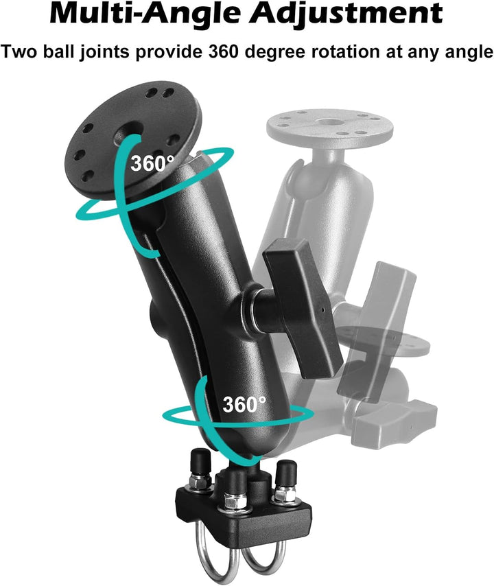 1,5 Zoll AMPS Halterung mit Doppel-U-Bolzen-Basis für 19-31mm Rohre/Reling, C-Grösse Halter aus Mari