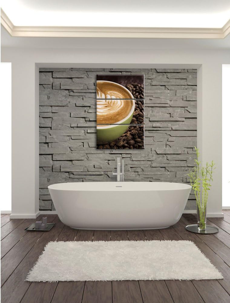 Pixxprint Coffee Cappuccino Kaffee Nachmittag als Leinwandbild/Grösse: 3 Teilig (120x80 cm) cm/Wandb
