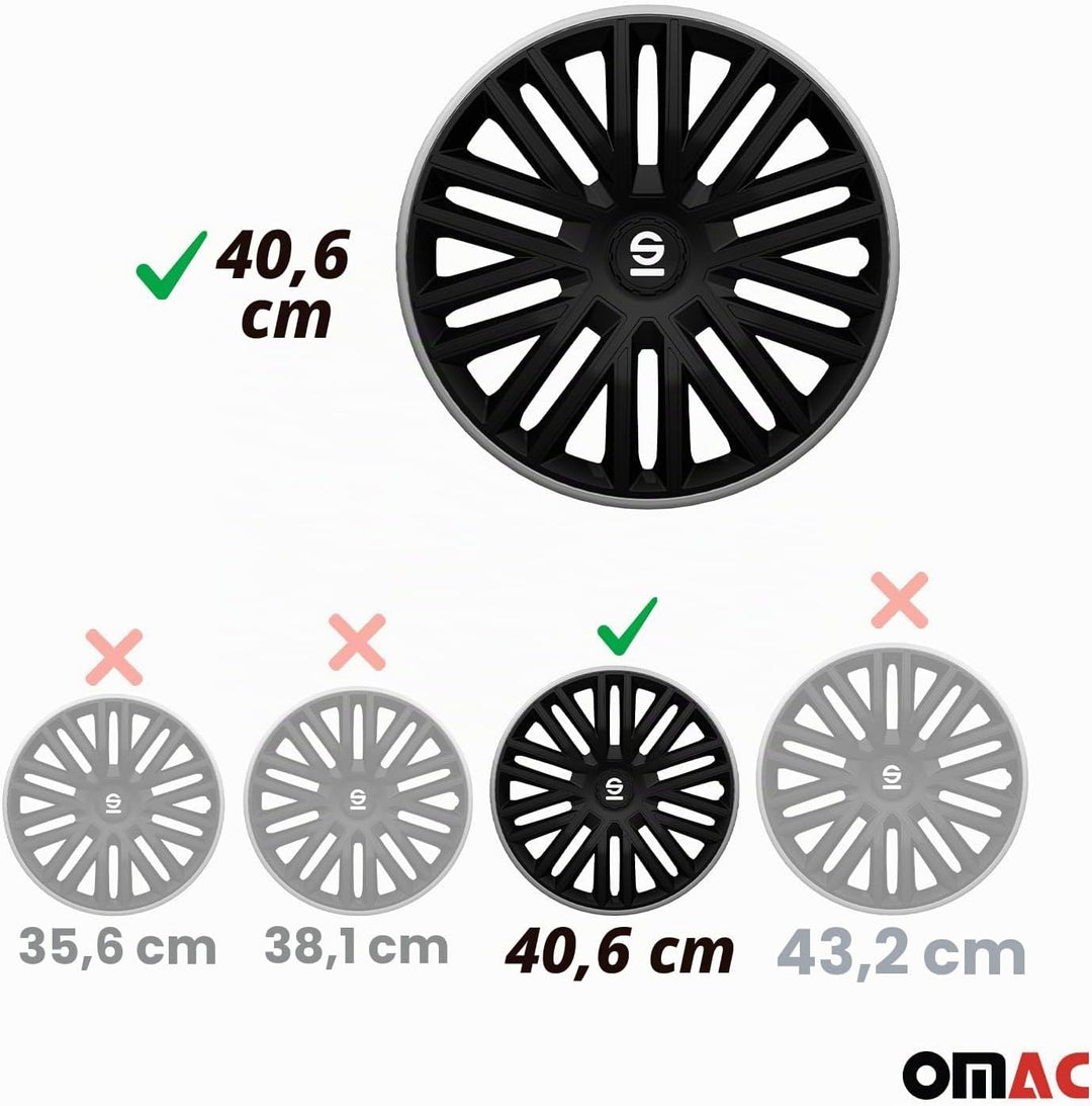 Sparco Radzierblenden Bergamo - 16-Zoll - Schwarz/Grau - Satz mit 4 Stück