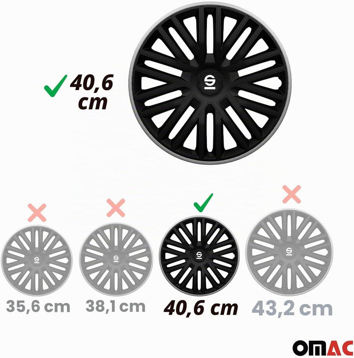 Sparco Radzierblenden Bergamo - 16-Zoll - Schwarz/Grau - Satz mit 4 Stück