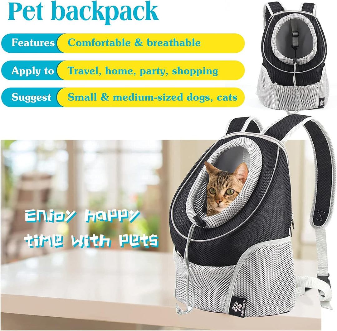 PETCUTE Hunderucksack für Kleine Hunde,Verstellbare Katzenrucksack Transporttasche mit Head-Out-Desi