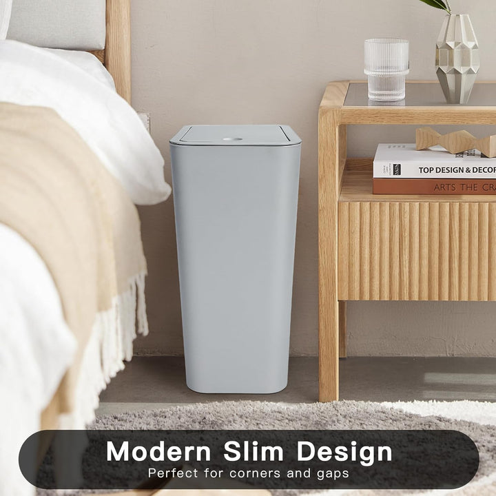 JOTOM 3er Set Mini Mülleimer Badezimmer mit Pop-Up Deckel, 10L moderner Abfalleimer Papierkorb Trash