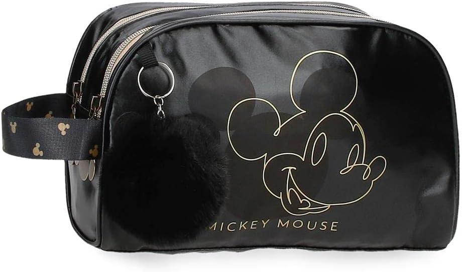 Disney Mickey Outline Kulturbeutel, 26 x 16 x 11 cm, Polyester, Schwarz, Kulturbeutel mit Zwei Fäche