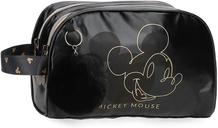 Disney Mickey Outline Kulturbeutel, 26 x 16 x 11 cm, Polyester, Schwarz, Kulturbeutel mit Zwei Fäche