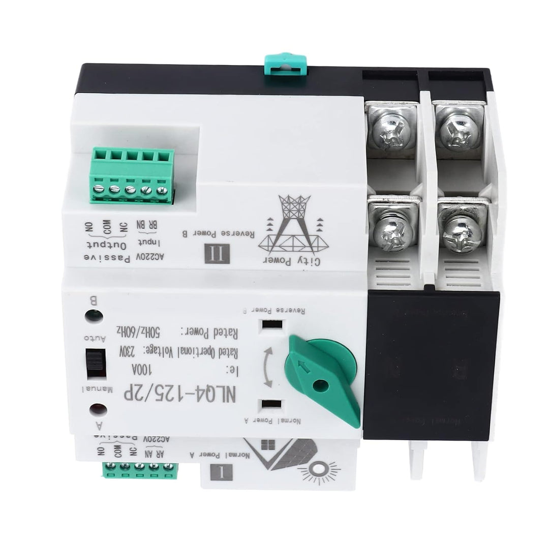 Doppelt Strom Automatischer Transferschalter 2P AC 100A Unterbrechungsfreier ATS PC Hutschiene Übert
