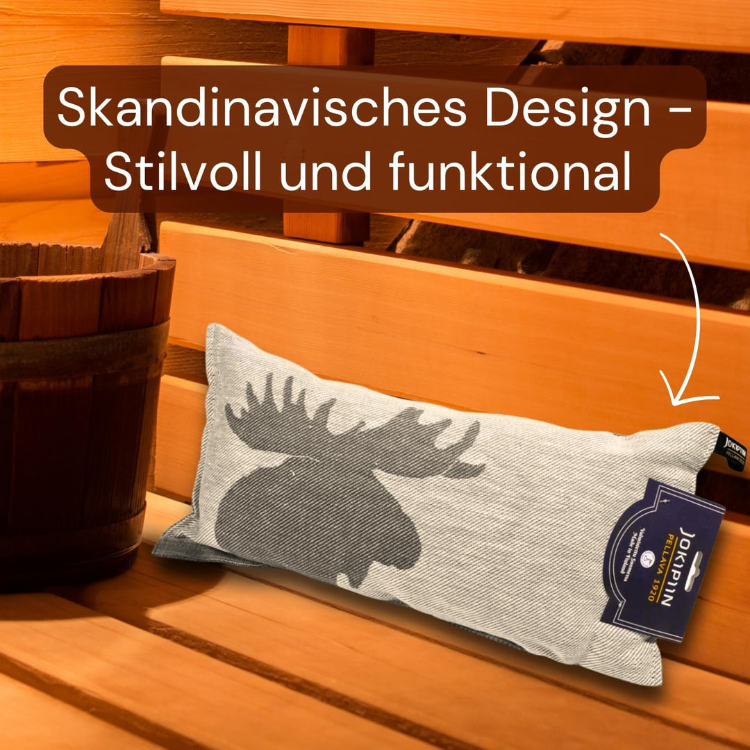 Jokipiin Premium Saunakissen 40 cm x 22 cm - 100% Made in Finland - ReisekissenLeinen Baumwo