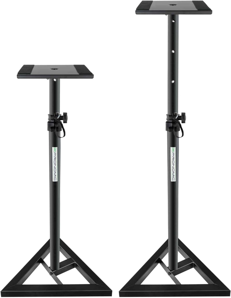 Pronomic 2X SLS-10 Stativ für Studio Monitor Ständer (verstellbar 80cm bis 130cm, Dreiecksbasis, Gum