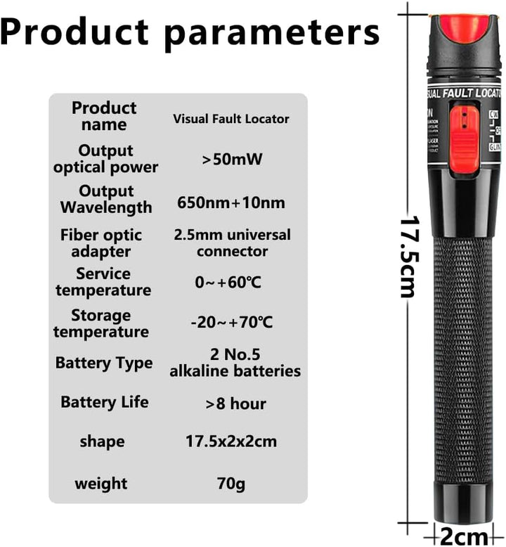 50MW FTTH Glasfasertester, Visual Fault 50km Locator Glasfaserkabel Tester Fiber Optische, VFL-Glasf