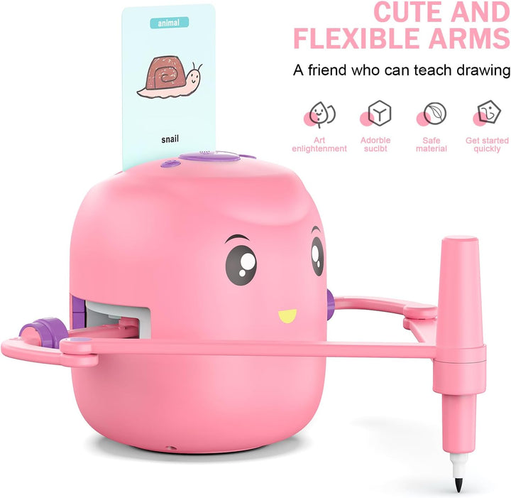 Drawing Robot for Kids,Montessori Educational Painting Toy for 5+ with Voice Interaction&16 Color Pe