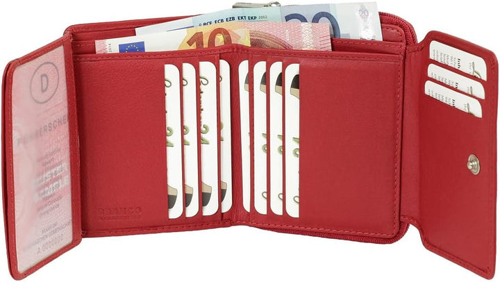 Branco Leder Geldbörse Portemonnaie Damenbörse Damen Geldbeutel Rot - sehr hochwertig, Rot