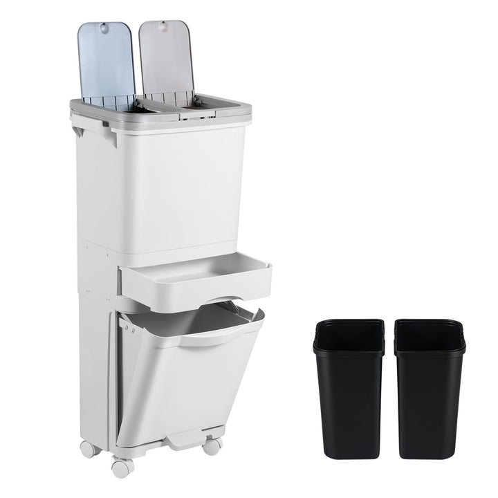 Mülleimer Küche 42L,3 Fächer,2 Fächer Mülltrennsystem mit Deckel | Mülleimer mit Deckel und Click-Fu
