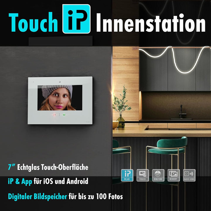 m-e iP Video-Türsprechanlage RFID anthrazit/weiss | Aluminium Aussenstation für 1-Familienhaus | 7“