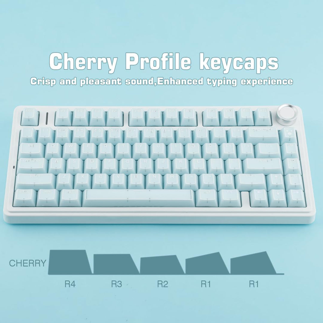 Sunzit Blau Jade Keycaps, Double Shot PBT&PC Tastatur Jelly Keycaps 142 Tasten Cherry Profile Keycap