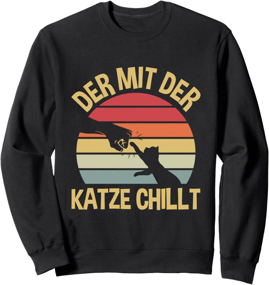 Der Mit Der Katze Chillt Katzen Katzenpapa Katzenbesitzer Sweatshirt