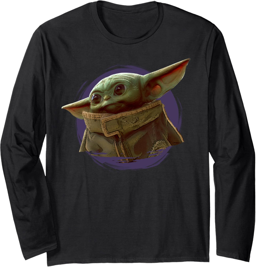 Star Wars The Mandalorian The Child Purple Circle Portrait Langarmshirt