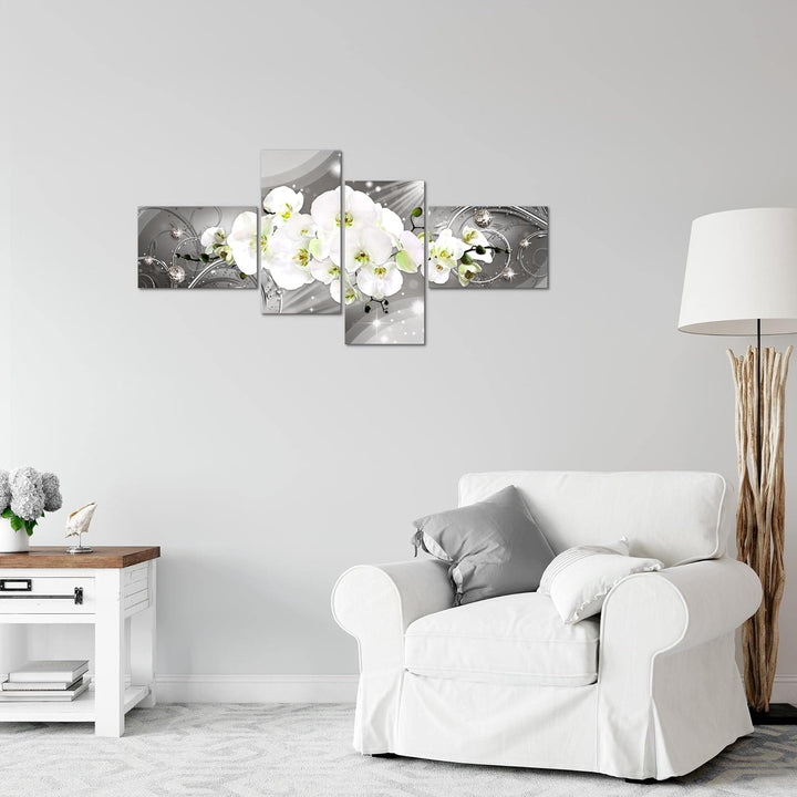 Runa Art Bild Modern Blumen Orchidee - Made in Germany - Wandbilder Abstrakt Grau 4 Teilig 006142b B