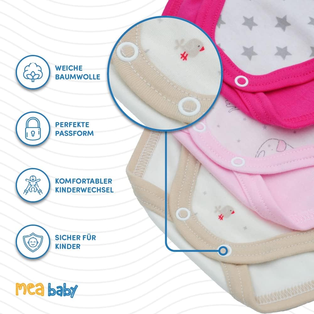Unisex Baby Langarm Body aus 100% Baumwolle im 5er Pack, Baby Langarm Wickelbody mit Print, Baby Wic