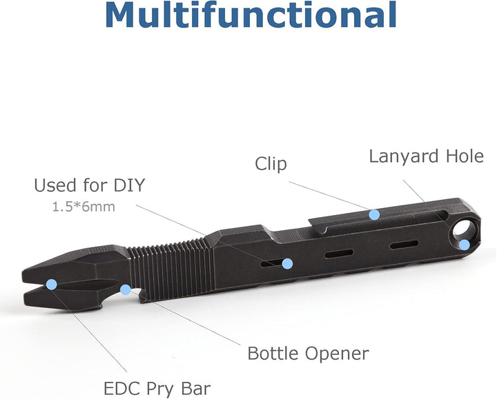 Hamans EDC Stemmeisen aus Titan mit Nagelabzieher, Flaschenöffner-Funktion mit Taschenclip, EDC-Werk