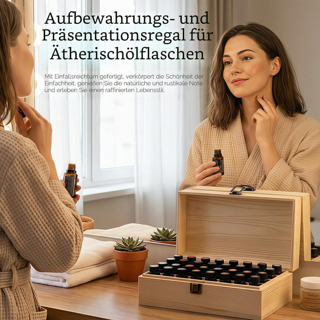 Ätherische Öle Holzbox, 36 Löcher Aromatherapie Öle Flaschen Tragbar Tragen Organisator Multifunktio