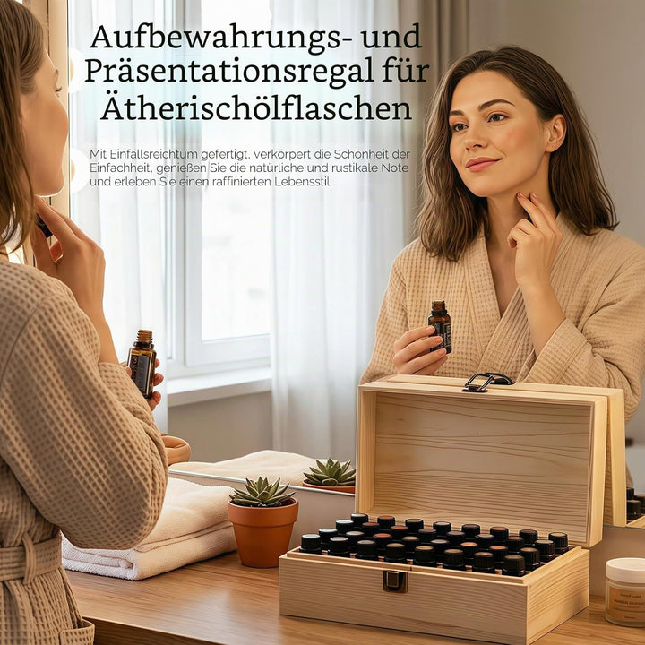 Ätherische Öle Holzbox, 36 Löcher Aromatherapie Öle Flaschen Tragbar Tragen Organisator Multifunktio