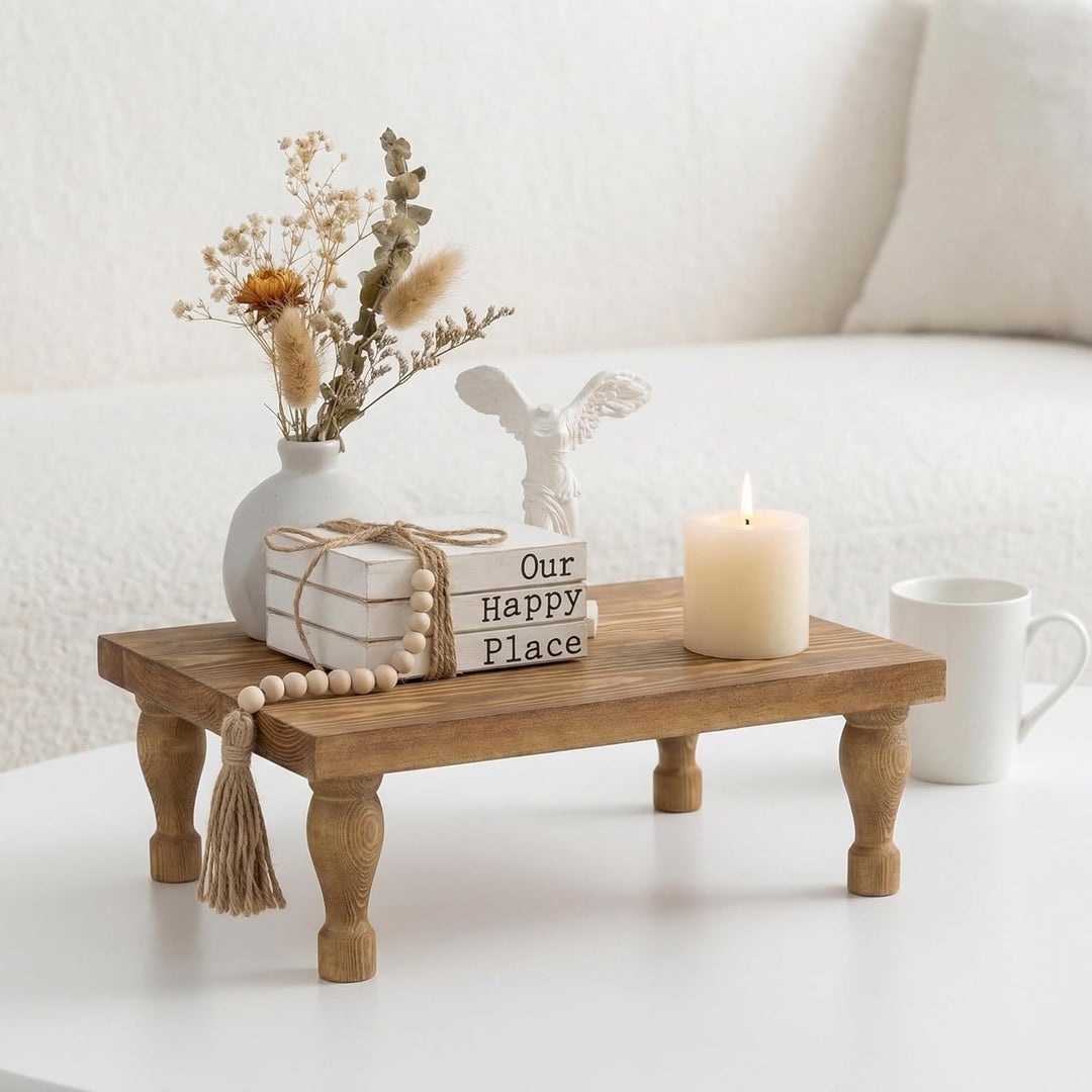 Hanobe Deko Tablett Holz Holztablett: Hölzerne Riser Bauernhaus Holz Sockel Display Stand Rustikal T
