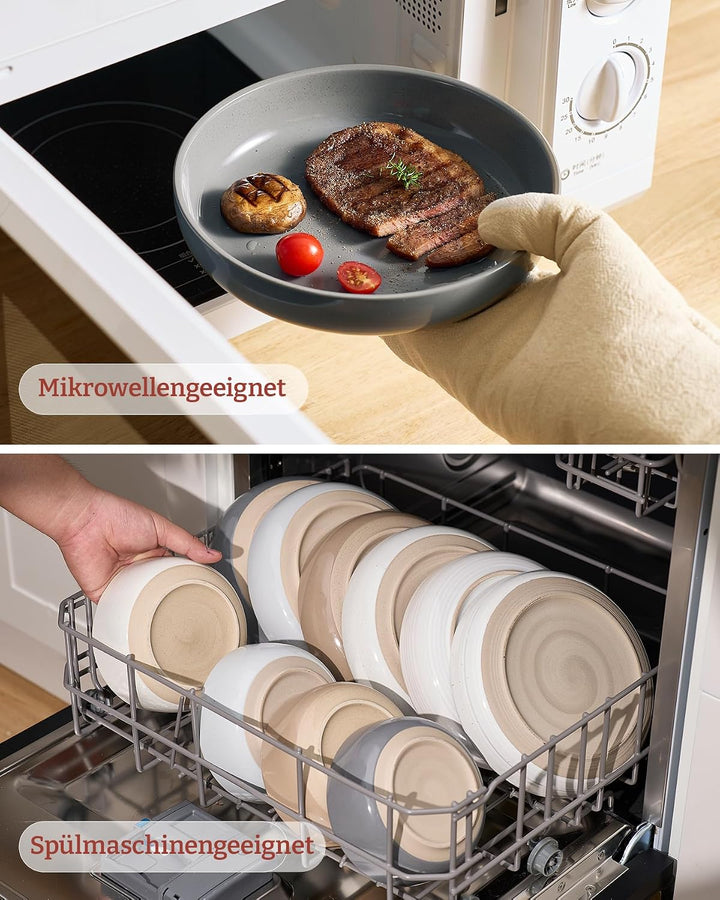 Richmount Milkyway Schalen Set 6, 20cm grosse tiefe Pastateller, Dunkelgrau | Pastaschale für 6 Pers