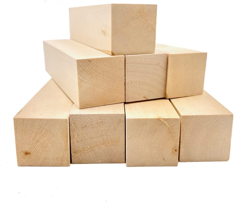 8 Stk 3,6 x 3,6 x 15cm Schnitzholz Schnitzen Natürlich Lindenholz Rohlinge Balsaholz zum Schnitzen H