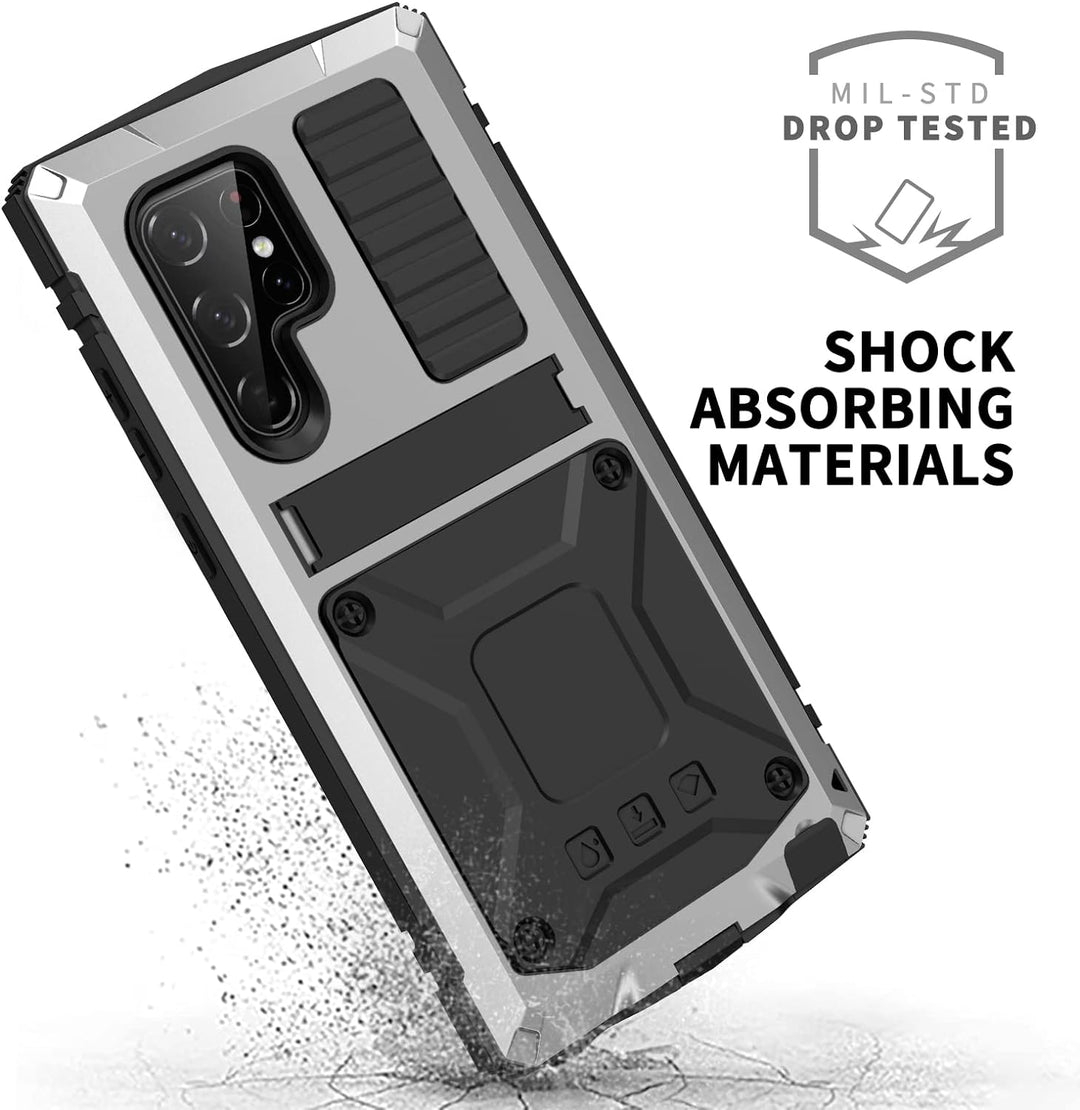 MIYIYQP Kompatibel mit Samsung Galaxy S23 Ultra 5G Metall hülle, Powerful Hybrid Schutz stossfest wa