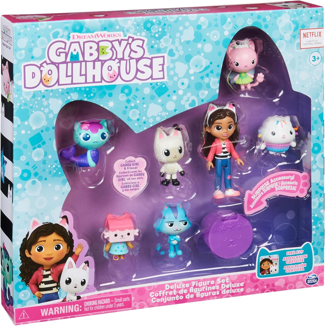 Gabby's Dollhouse, Deluxe Figur Geschenkset mit 7 Spielfiguren und Überraschungszubehör, Kinderspiel