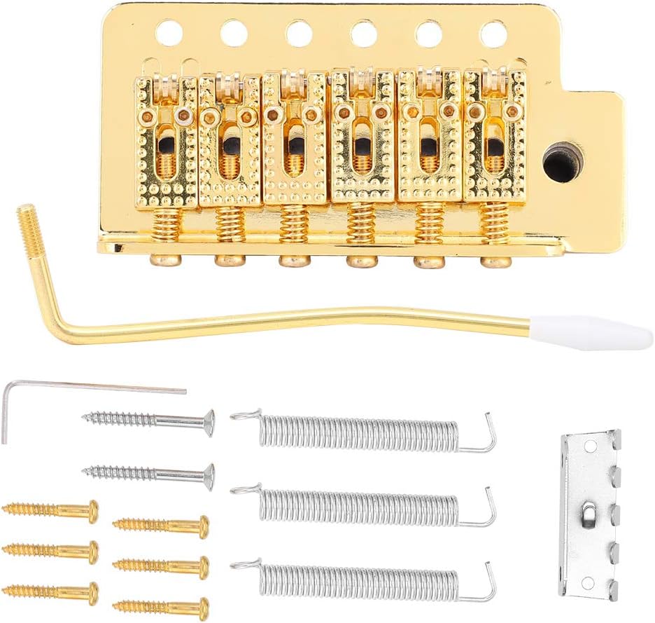 Single Tremolo Bridge Gitarren-Tremolo-System mit Roller E-Gitarren-Zubehör für ST-Gitarre(Gold), Go