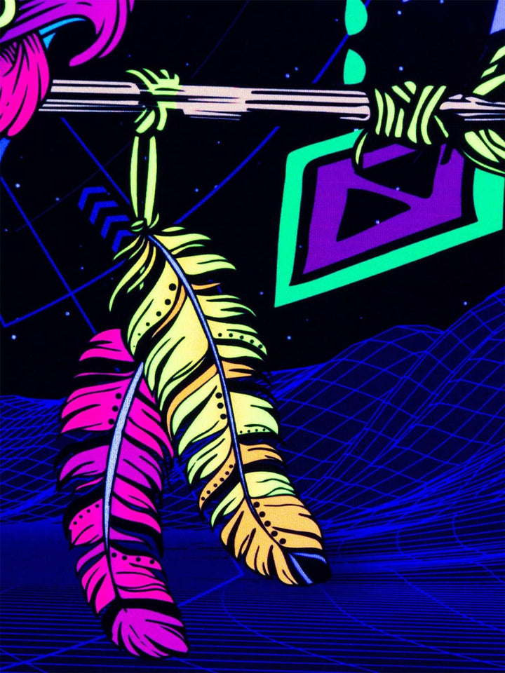 PSYWORK Schwarzlicht Stoffposter Neon | Sentymo Wolf | 0,89 x 1,47m | UV-aktiv | fluoreszierend | Wa