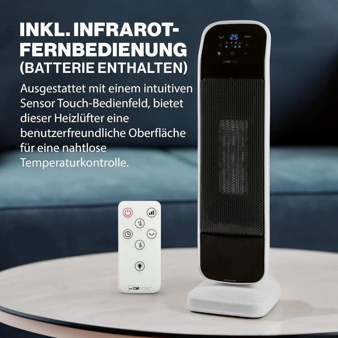 Clatronic Keramik-Heizlüfter HL 3763, Heizung und Ventilator, Elektroheizung für Badezimmer/Wohnmobi