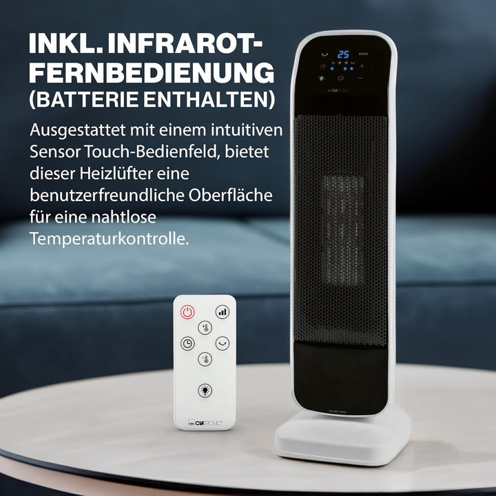 Clatronic Keramik-Heizlüfter HL 3763, Heizung und Ventilator, Elektroheizung für Badezimmer/Wohnmobi