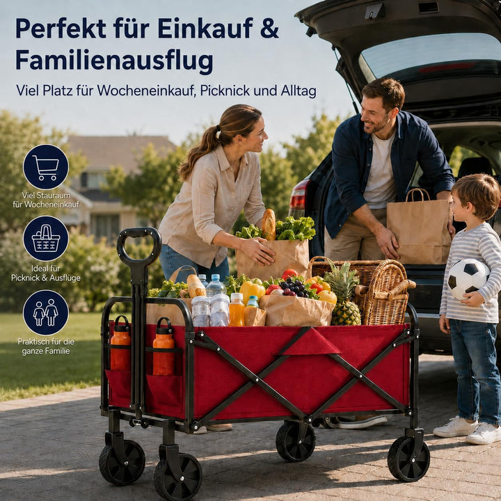 Litake Bollerwagen faltbar 220L, Gartenwagen mit All-Terrain-Rädern | Faltbarer Bollerwagen 220L mit
