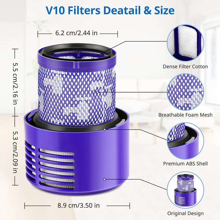 Filter für Dyson V10 SV12 -JORAIR Waschbar Ersatz Filter für Dyson V10 Cyclone Series, V10 Absolute,