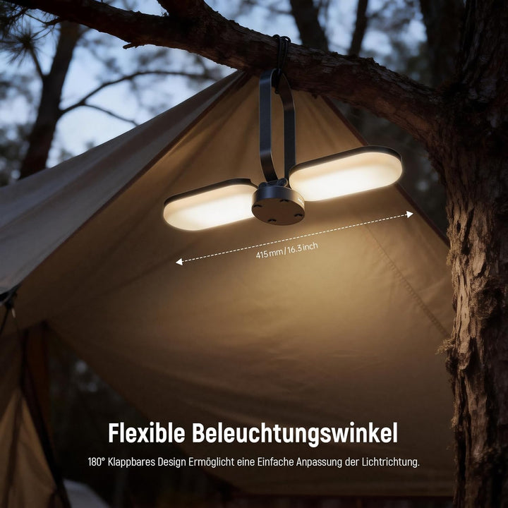 Campinglampe Solar, LED Solar Camping Laterne mit 5000mAh Notstrom Ladegerät, 4 Modi, Dimmbar Touch,