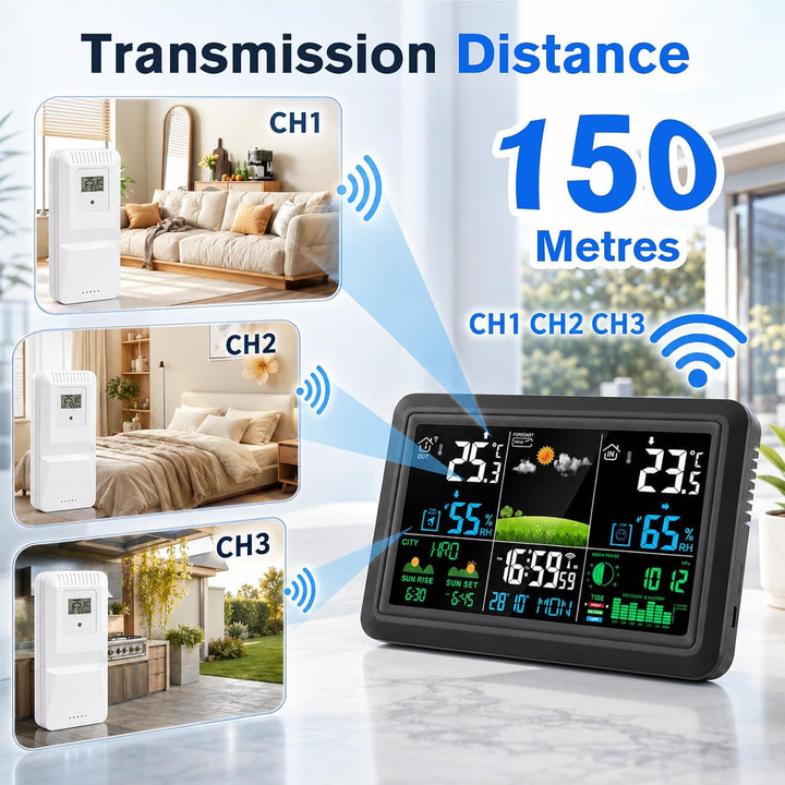 Wetterstation Wlan,Mit Aussensensor & Wettervorhersage,Mit App Tuya Und Smartlife,Batteriebetrieb Un