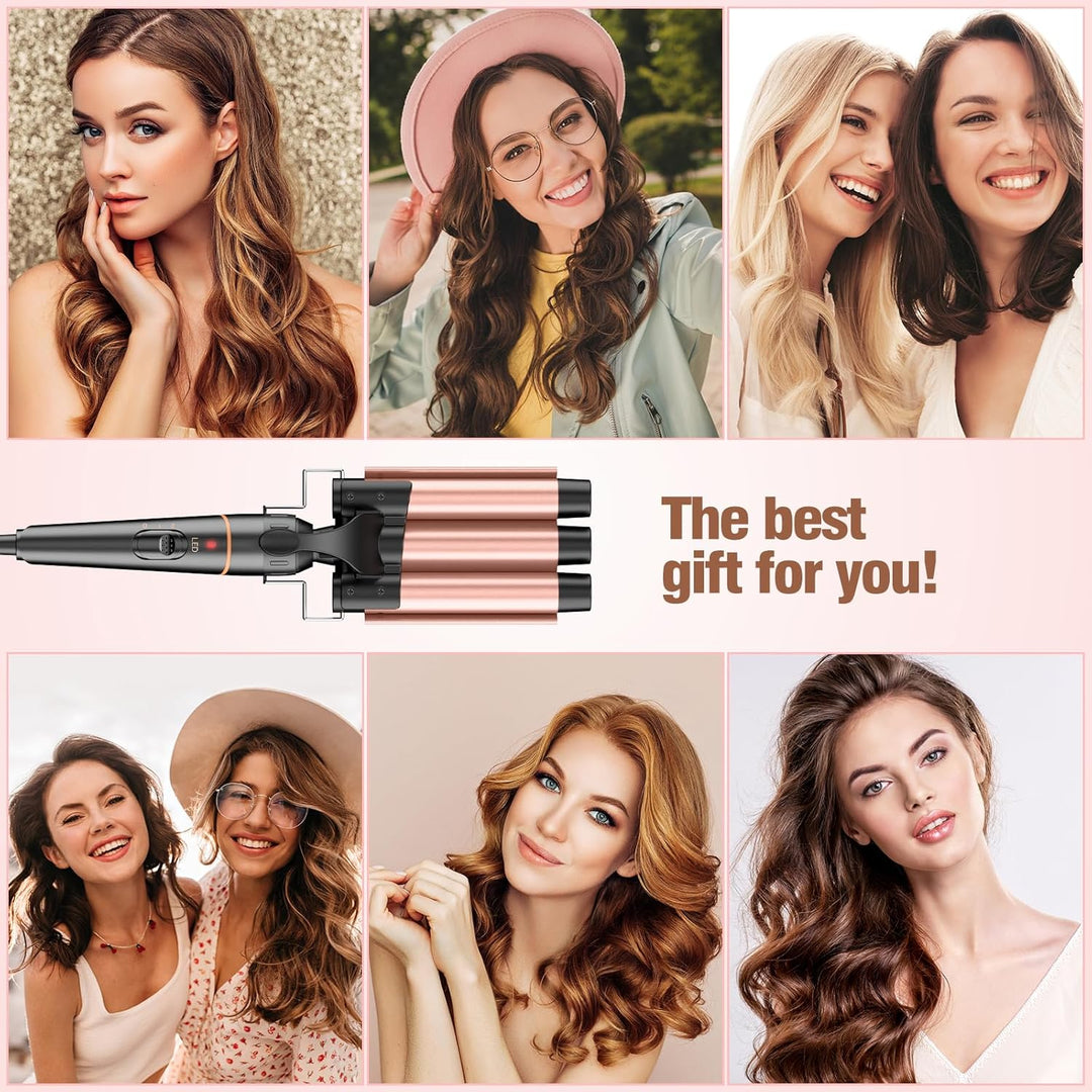BESTOPE PRO Lockenstab Set 5-in-1 – 3 Keramikfässer für Grosse Locken & Wellen – Schnelles Aufheizen