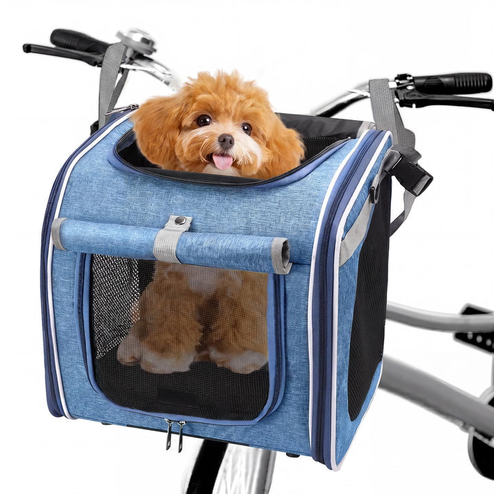 Hunde-Fahrradkorb, Oxford-Stoff, erweiterbar, atmungsaktiv, Haustier-Tragerucksack mit 4 Netzfenster