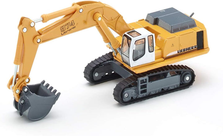 siku 1874, Liebherr Hydraulikbagger, 1:87, Metall/Kunststoff, Gelb, Beweglicher Baggerarm Liebherr H