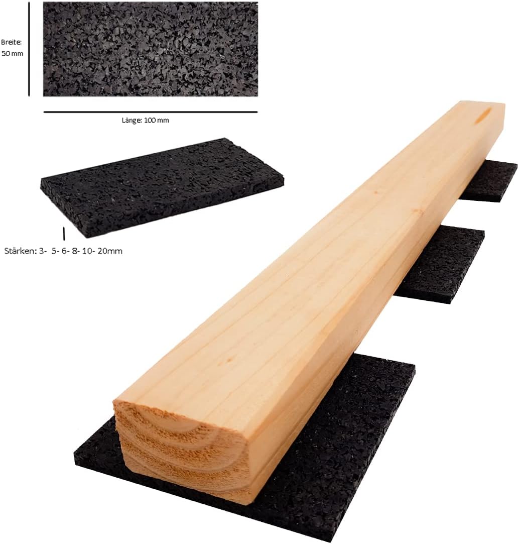 Terrassenpads 100 x 50 mm x 3mm 6mm 8mm 10mm 20mm | Unterleger aus Gummigranulat | Stärke und Menge
