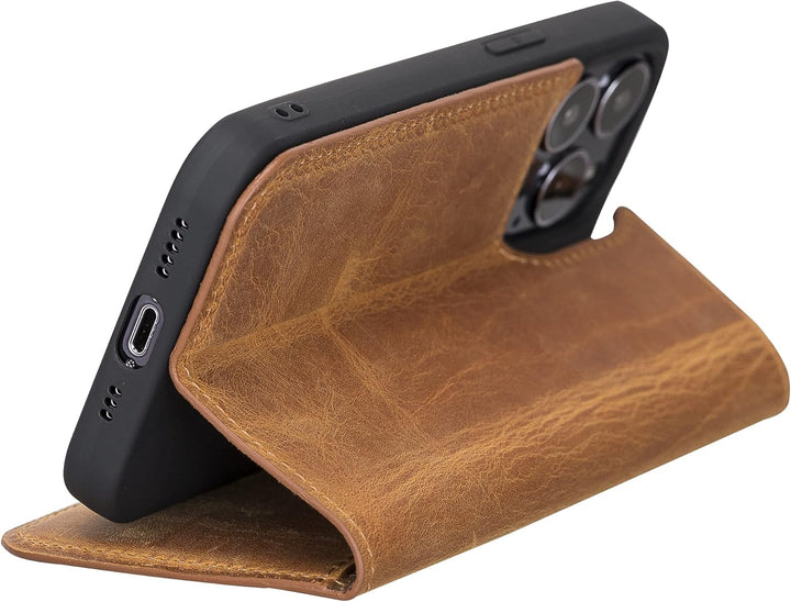 Solo Pelle aufklappbare Lederhülle kompatibel für iPhone 13 Pro Max in 6.7 Zoll inkl. 1 Kartenfach f