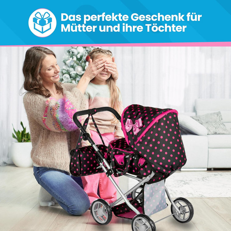 Kinderplay Puppenwagen ab 1 2 3 Jahre Kinderwagen Spielzeug - 3 in 1, Puppenwagen mit Herausnehmbare