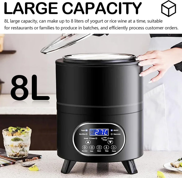 Joghurtbereiter, Joghurtmaschine Multifunktional 8L Grosses Fassungsvermögen Fermenter Yoghurt Masch