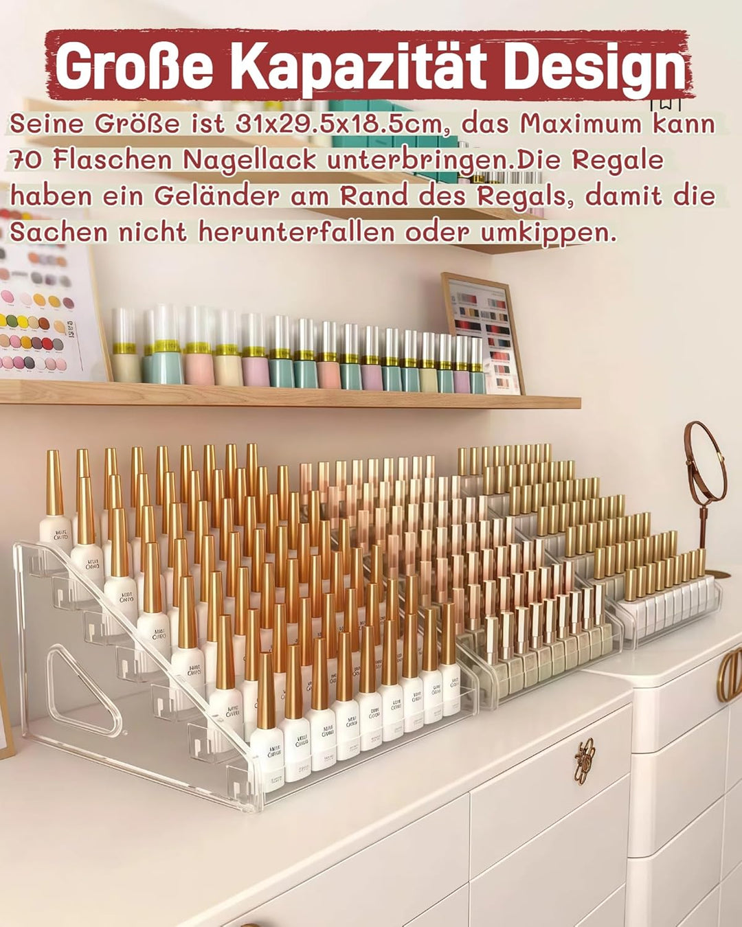 2er-Pack Acryl Nagellack Organizer mit 7 Ebenen Nagellack Aufbewahrung für 168 Flaschen, Klarer Make